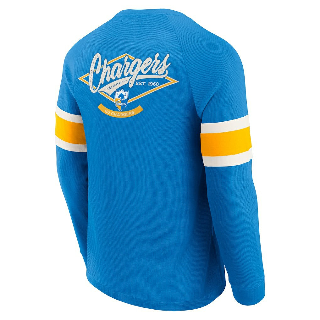 Los Angeles Chargers Darius Rucker Collection Waffle-Knit Raglan Long Sleeve Henley T-Shirt - Powder Blue - Fanatics