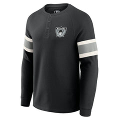 Las Vegas Raiders Darius Rucker Collection Waffle-Knit Raglan Long Sleeve Henley T-Shirt - Black - Fanatics