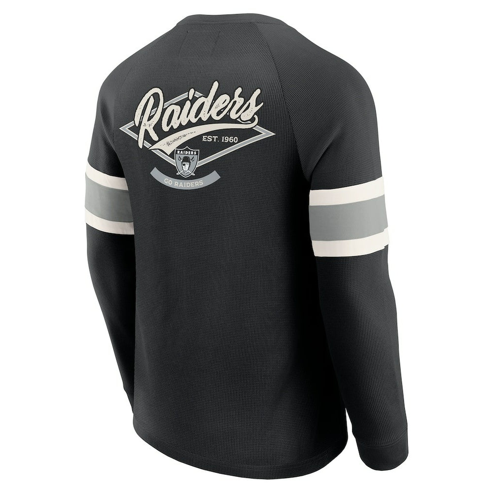 Las Vegas Raiders Darius Rucker Collection Waffle-Knit Raglan Long Sleeve Henley T-Shirt - Black - Fanatics