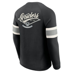 Las Vegas Raiders Darius Rucker Collection Waffle-Knit Raglan Long Sleeve Henley T-Shirt - Black - Fanatics