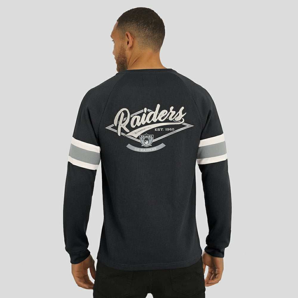 Las Vegas Raiders Darius Rucker Collection Waffle-Knit Raglan Long Sleeve Henley T-Shirt - Black - Fanatics