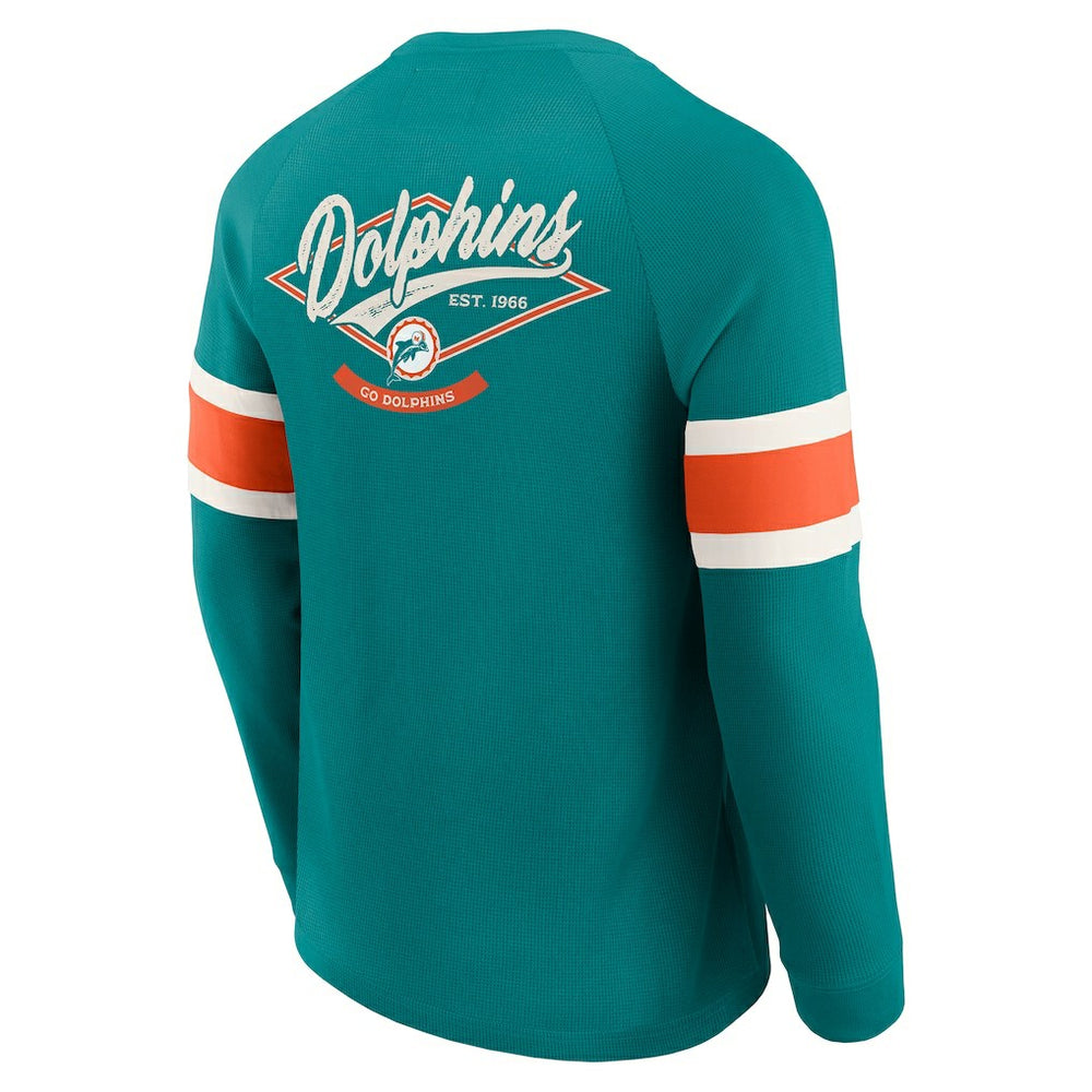 Miami Dolphins Darius Rucker Collection Waffle-Knit Raglan Long Sleeve Henley T-Shirt - Aqua - Fanatics