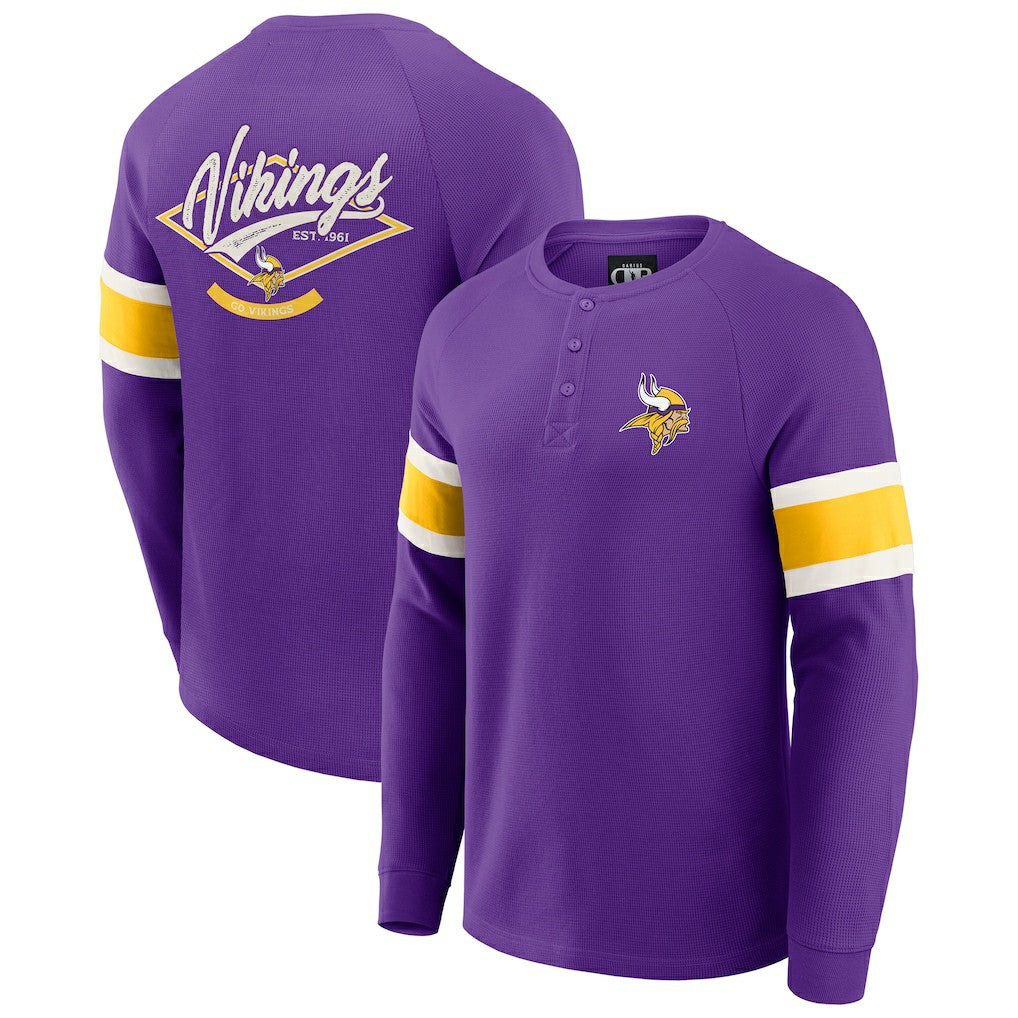 Minnesota Vikings Darius Rucker Collection Waffle-Knit Raglan Long Sleeve Henley T-Shirt - Purple - Fanatics