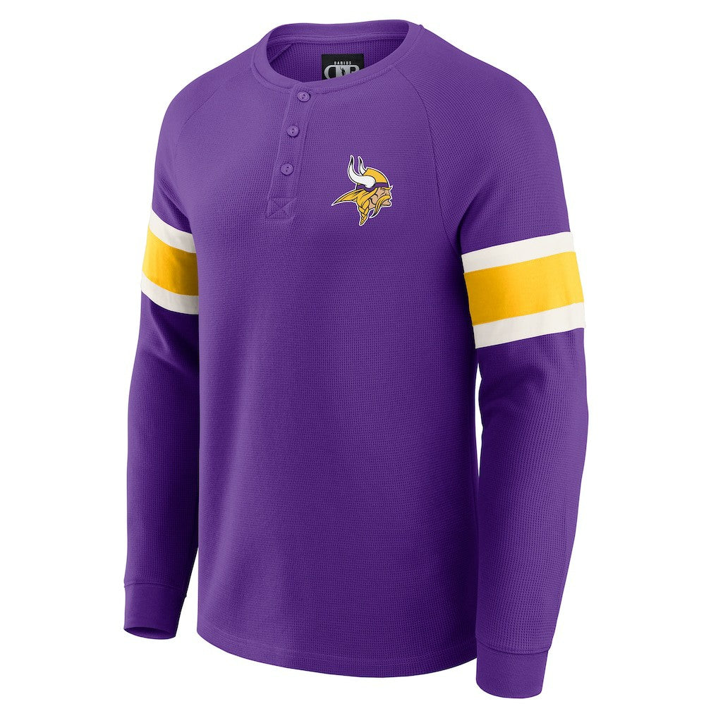 Minnesota Vikings Darius Rucker Collection Waffle-Knit Raglan Long Sleeve Henley T-Shirt - Purple - Fanatics