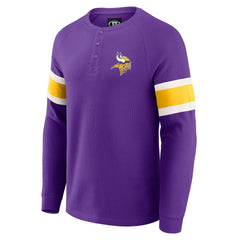 Minnesota Vikings Darius Rucker Collection Waffle-Knit Raglan Long Sleeve Henley T-Shirt - Purple - Fanatics