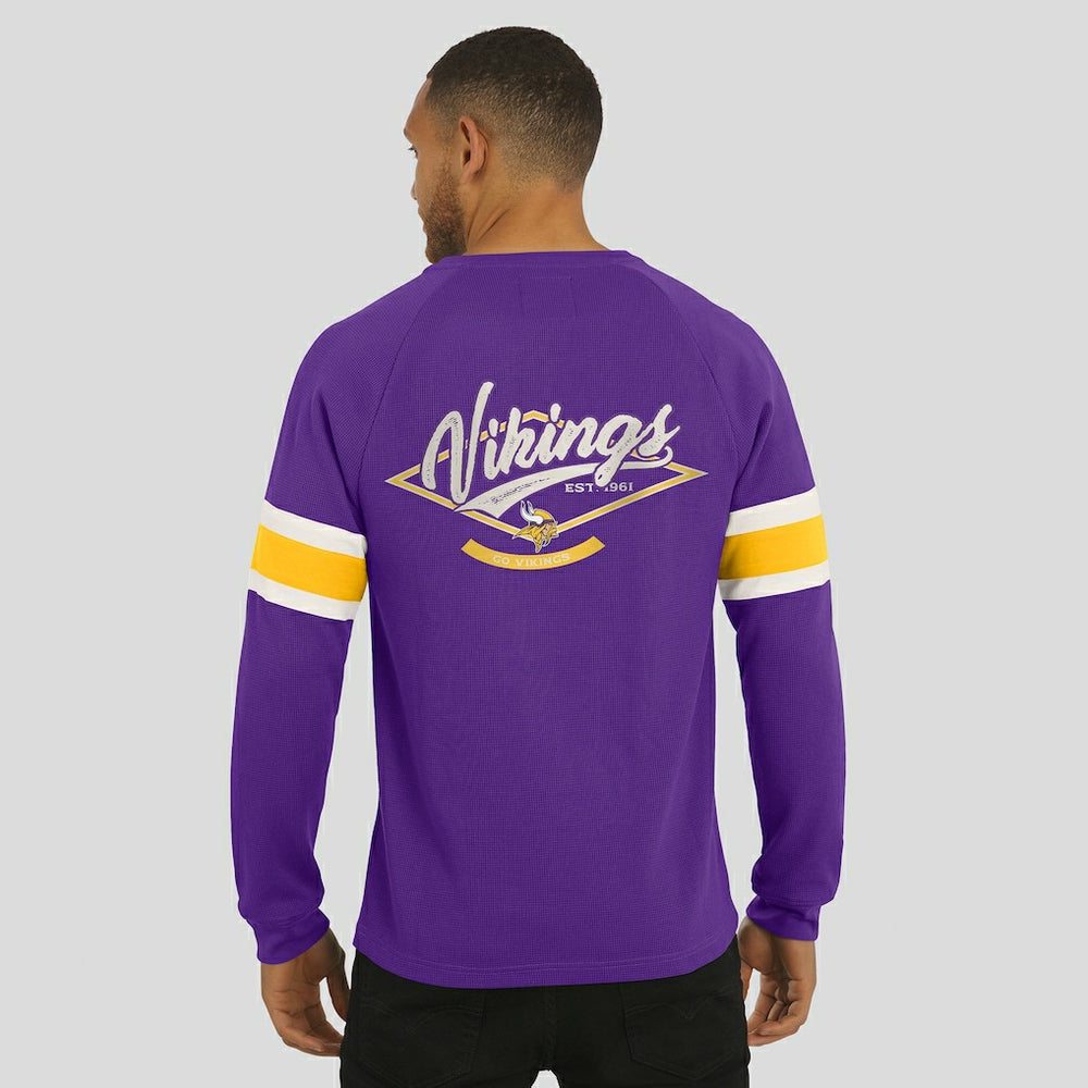 Minnesota Vikings Darius Rucker Collection Waffle-Knit Raglan Long Sleeve Henley T-Shirt - Purple - Fanatics