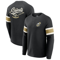 New Orleans Saints Darius Rucker Collection Waffle-Knit Raglan Long Sleeve Henley T-Shirt - Black - Fanatics