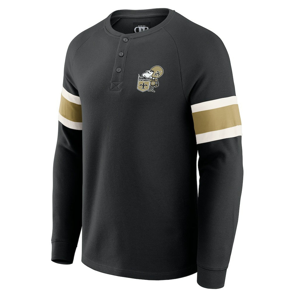 New Orleans Saints Darius Rucker Collection Waffle-Knit Raglan Long Sleeve Henley T-Shirt - Black - Fanatics