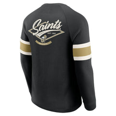 New Orleans Saints Darius Rucker Collection Waffle-Knit Raglan Long Sleeve Henley T-Shirt - Black - Fanatics