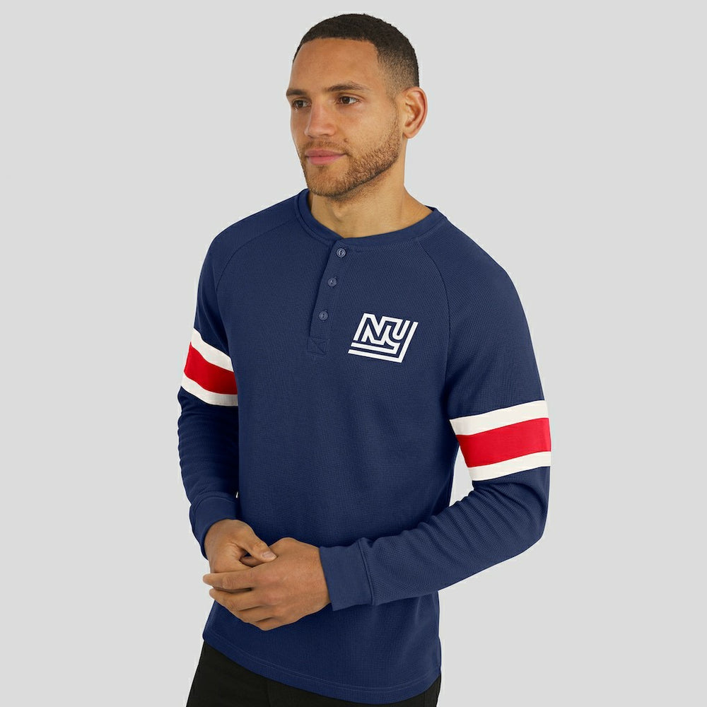 New York Giants Darius Rucker Collection Waffle-Knit Raglan Long Sleeve Henley T-Shirt - Navy - Fanatics
