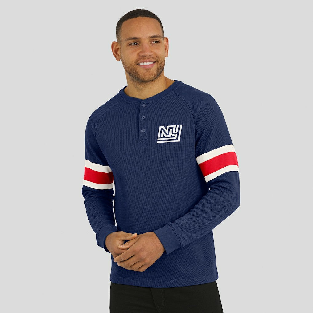 New York Giants Darius Rucker Collection Waffle-Knit Raglan Long Sleeve Henley T-Shirt - Navy - Fanatics