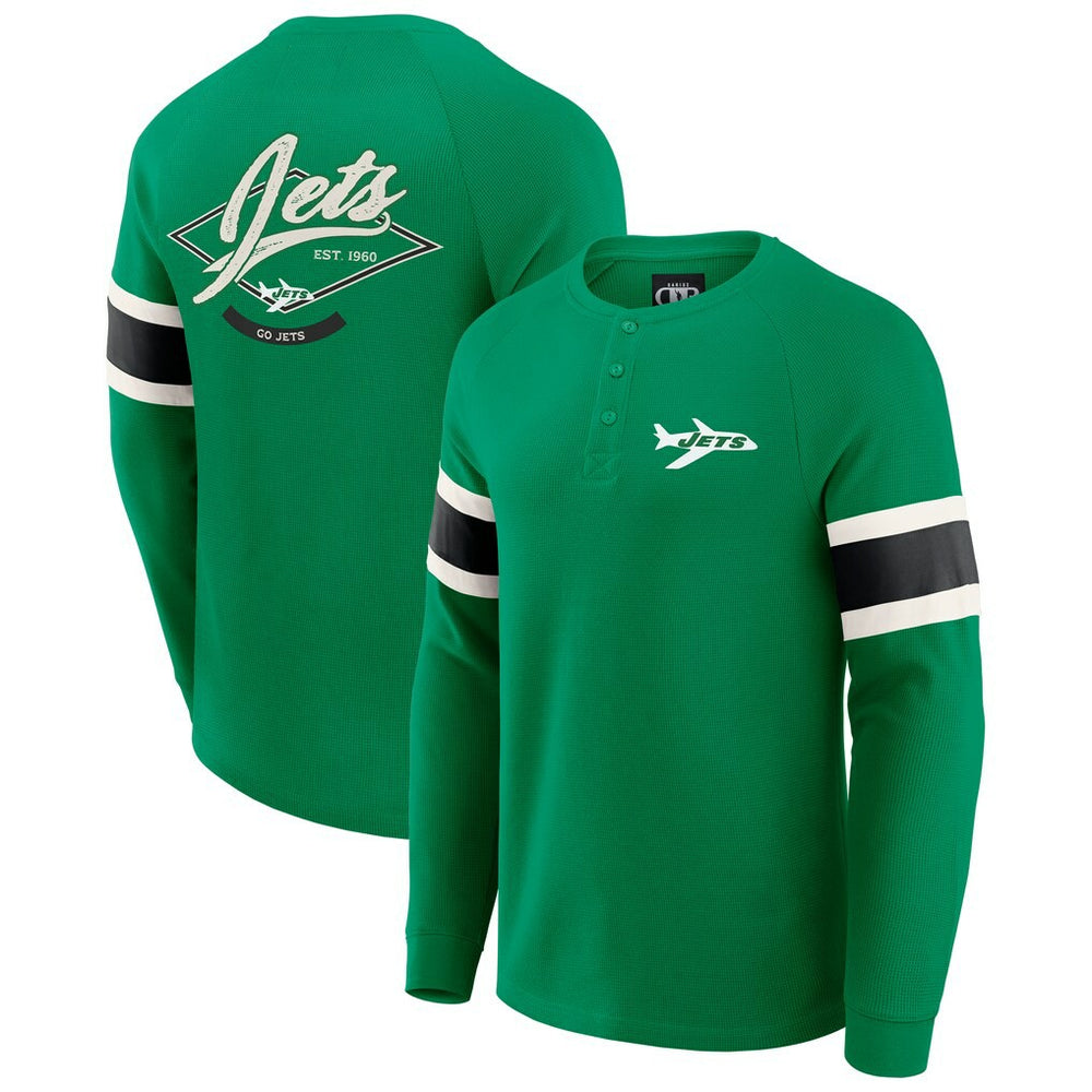 New York Jets Darius Rucker Collection Waffle-Knit Raglan Long Sleeve Henley T-Shirt - Kelly Green - Fanatics