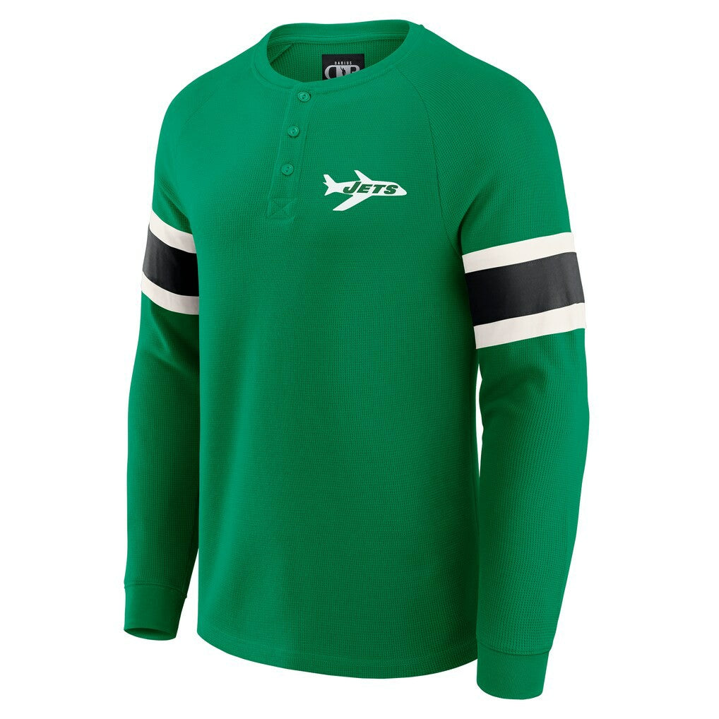 New York Jets Darius Rucker Collection Waffle-Knit Raglan Long Sleeve Henley T-Shirt - Kelly Green - Fanatics