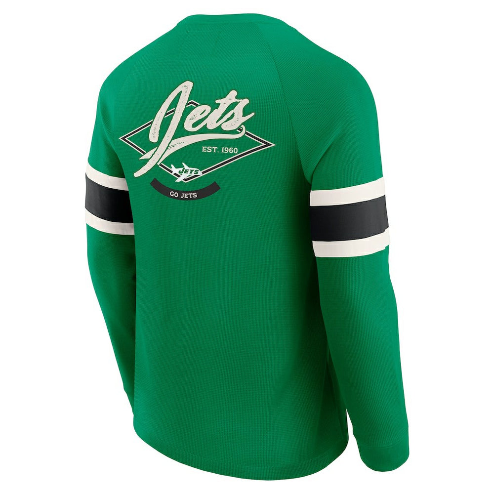 New York Jets Darius Rucker Collection Waffle-Knit Raglan Long Sleeve Henley T-Shirt - Kelly Green - Fanatics