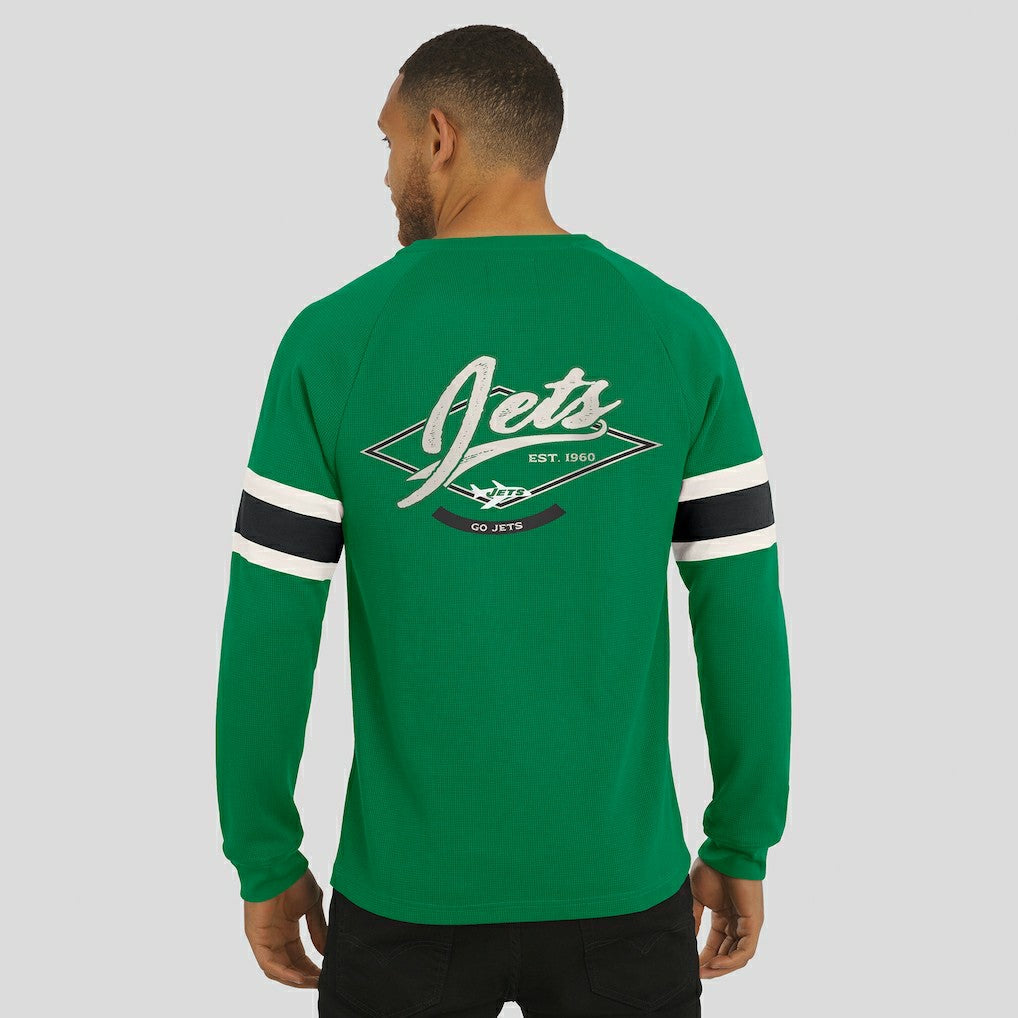 New York Jets Darius Rucker Collection Waffle-Knit Raglan Long Sleeve Henley T-Shirt - Kelly Green - Fanatics
