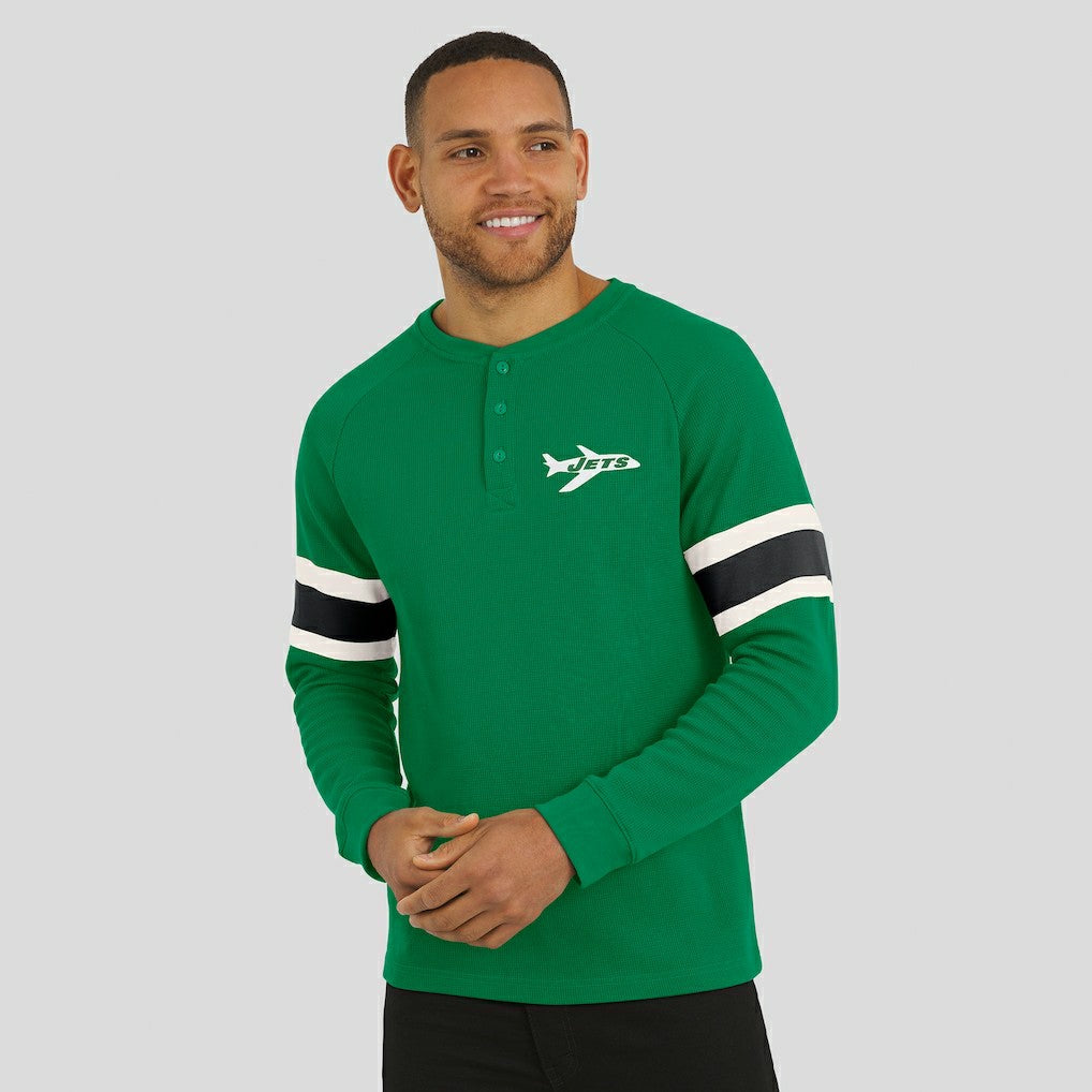 New York Jets Darius Rucker Collection Waffle-Knit Raglan Long Sleeve Henley T-Shirt - Kelly Green - Fanatics