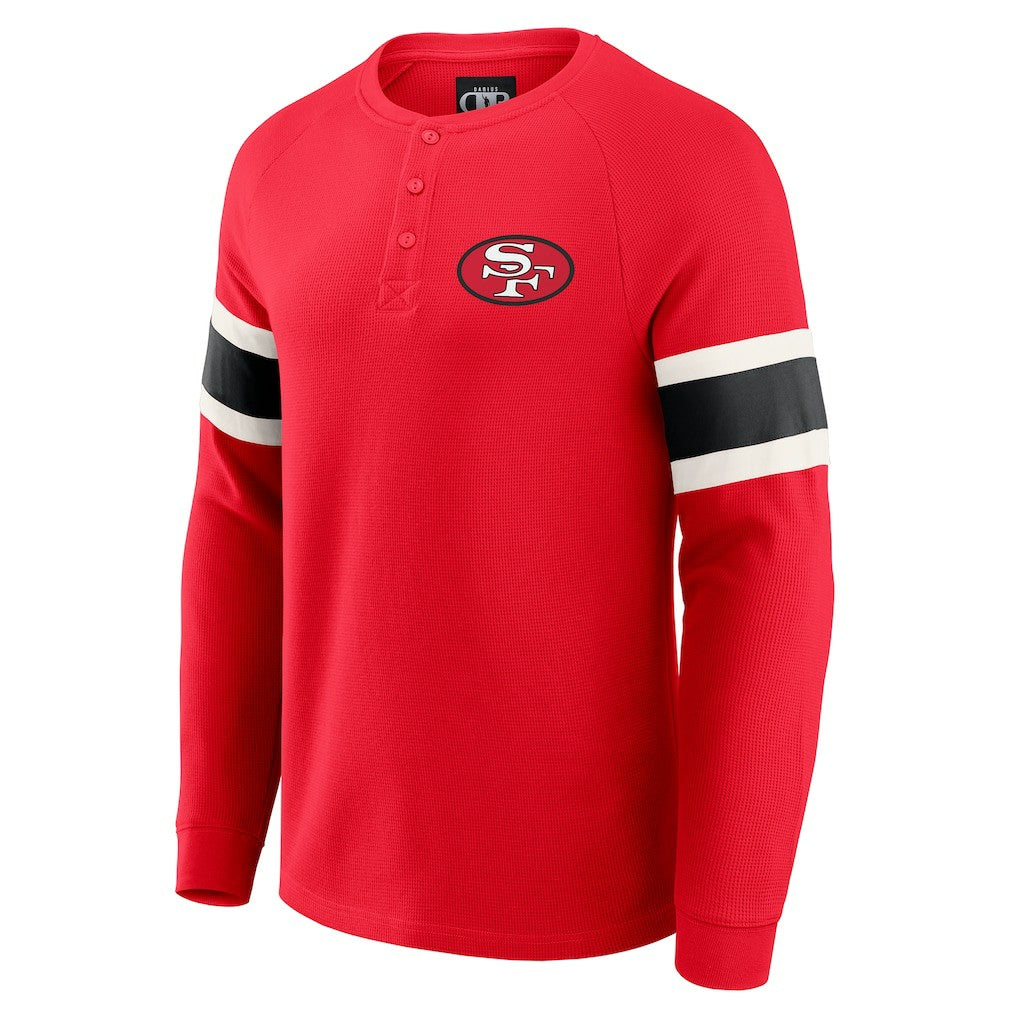 San Francisco 49ers Darius Rucker Collection Waffle-Knit Raglan Long Sleeve Henley T-Shirt - Scarlet - Fanatics