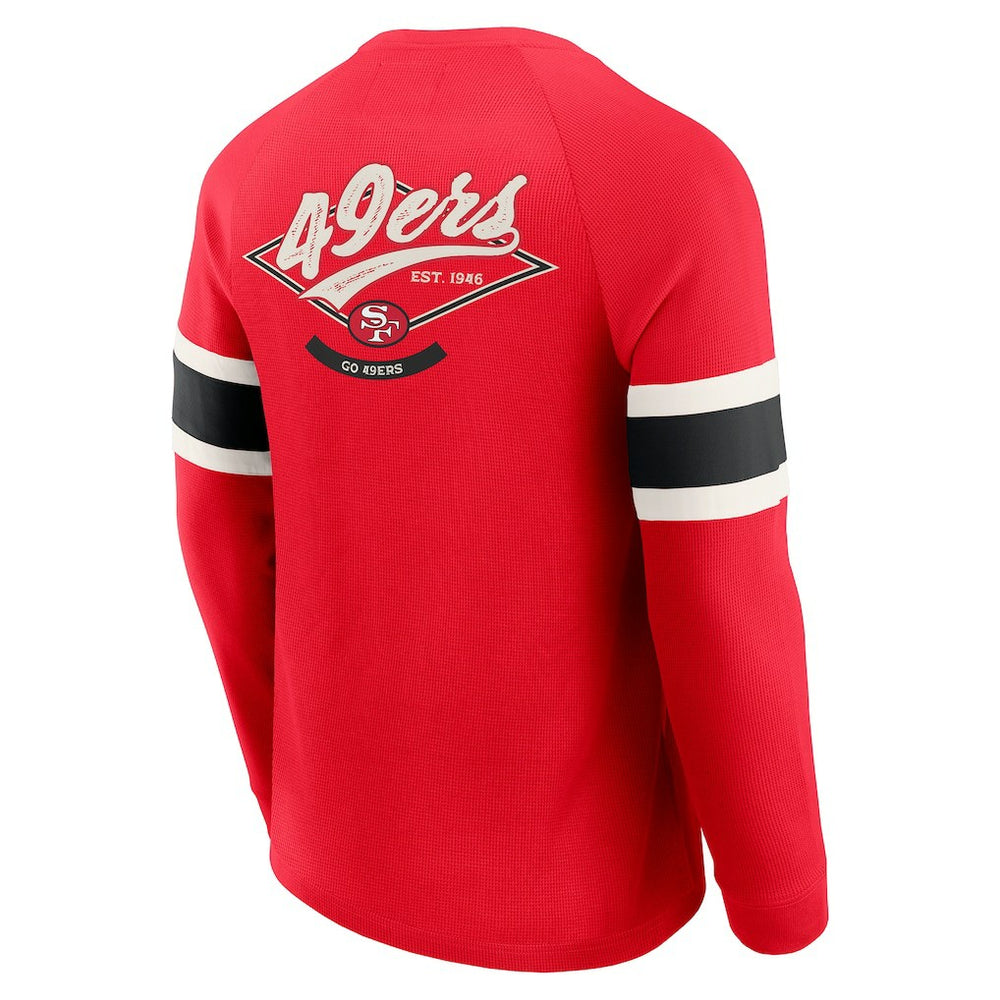San Francisco 49ers Darius Rucker Collection Waffle-Knit Raglan Long Sleeve Henley T-Shirt - Scarlet - Fanatics