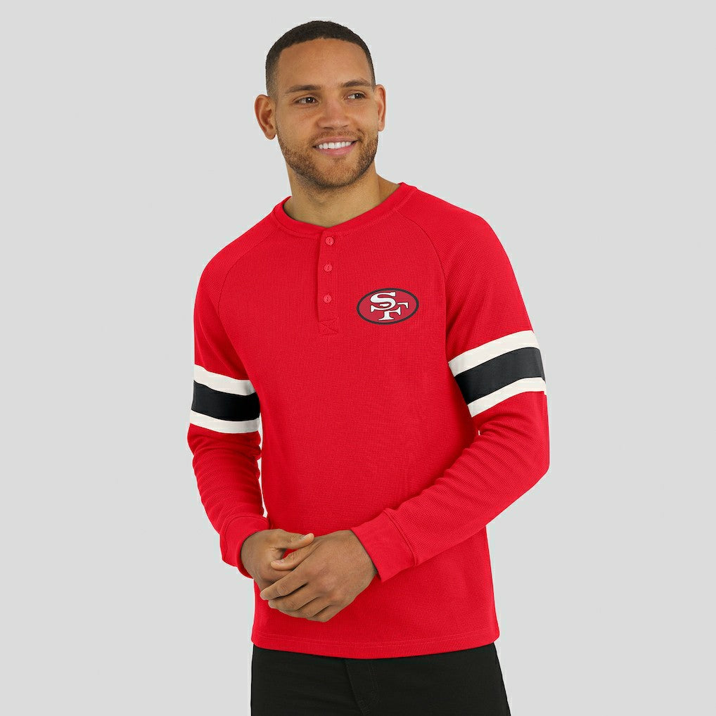 San Francisco 49ers Darius Rucker Collection Waffle-Knit Raglan Long Sleeve Henley T-Shirt - Scarlet - Fanatics