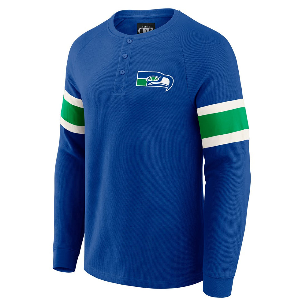 Seattle Seahawks Darius Rucker Collection Waffle-Knit Raglan Long Sleeve Henley T-Shirt - College Navy - Fanatics