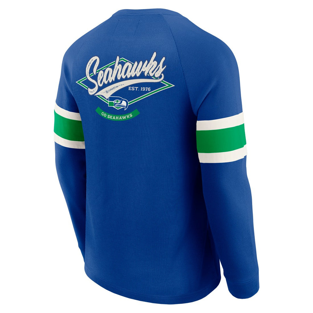 Seattle Seahawks Darius Rucker Collection Waffle-Knit Raglan Long Sleeve Henley T-Shirt - College Navy - Fanatics