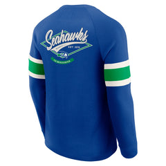 Seattle Seahawks Darius Rucker Collection Waffle-Knit Raglan Long Sleeve Henley T-Shirt - College Navy - Fanatics