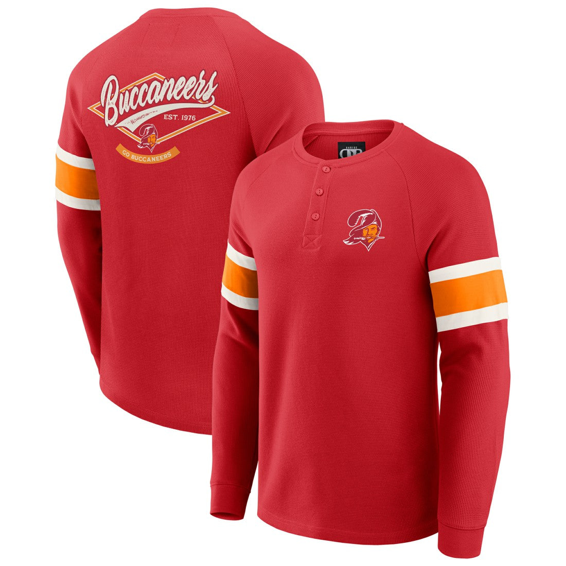 Tampa Bay Buccaneers Darius Rucker Collection Waffle-Knit Raglan Long Sleeve Henley T-Shirt - Red - Fanatics