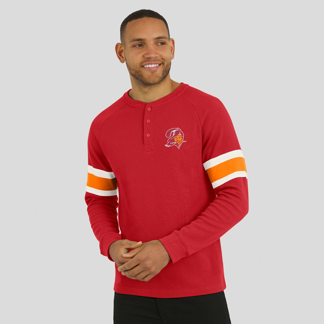 Tampa Bay Buccaneers Darius Rucker Collection Waffle-Knit Raglan Long Sleeve Henley T-Shirt - Red - Fanatics