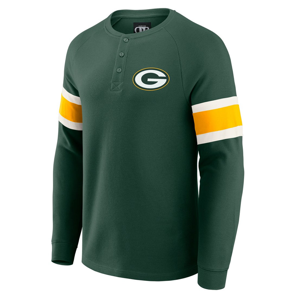 Green Bay Packers Darius Rucker Collection Waffle-Knit Raglan Long Sleeve Henley T-Shirt - Green - Fanatics