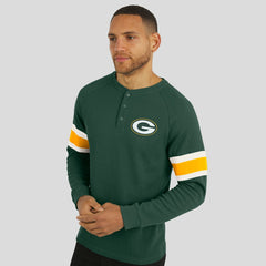 Green Bay Packers Darius Rucker Collection Waffle-Knit Raglan Long Sleeve Henley T-Shirt - Green - Fanatics