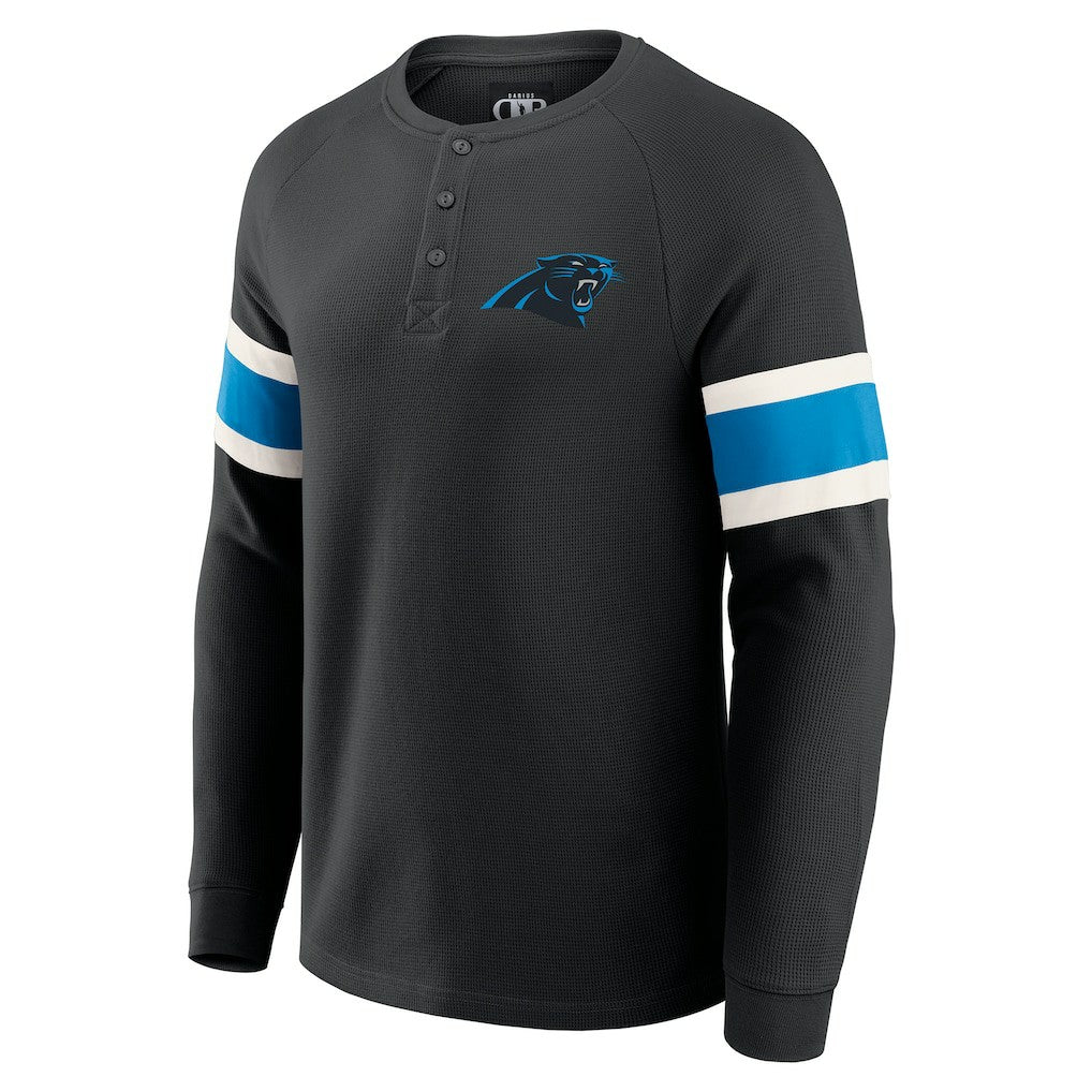 Carolina Panthers Darius Rucker Collection Waffle-Knit Raglan Long Sleeve Henley T-Shirt - Black - Fanatics