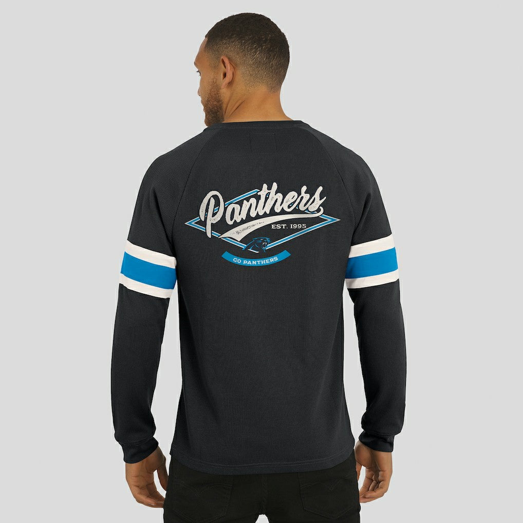 Carolina Panthers Darius Rucker Collection Waffle-Knit Raglan Long Sleeve Henley T-Shirt - Black - Fanatics