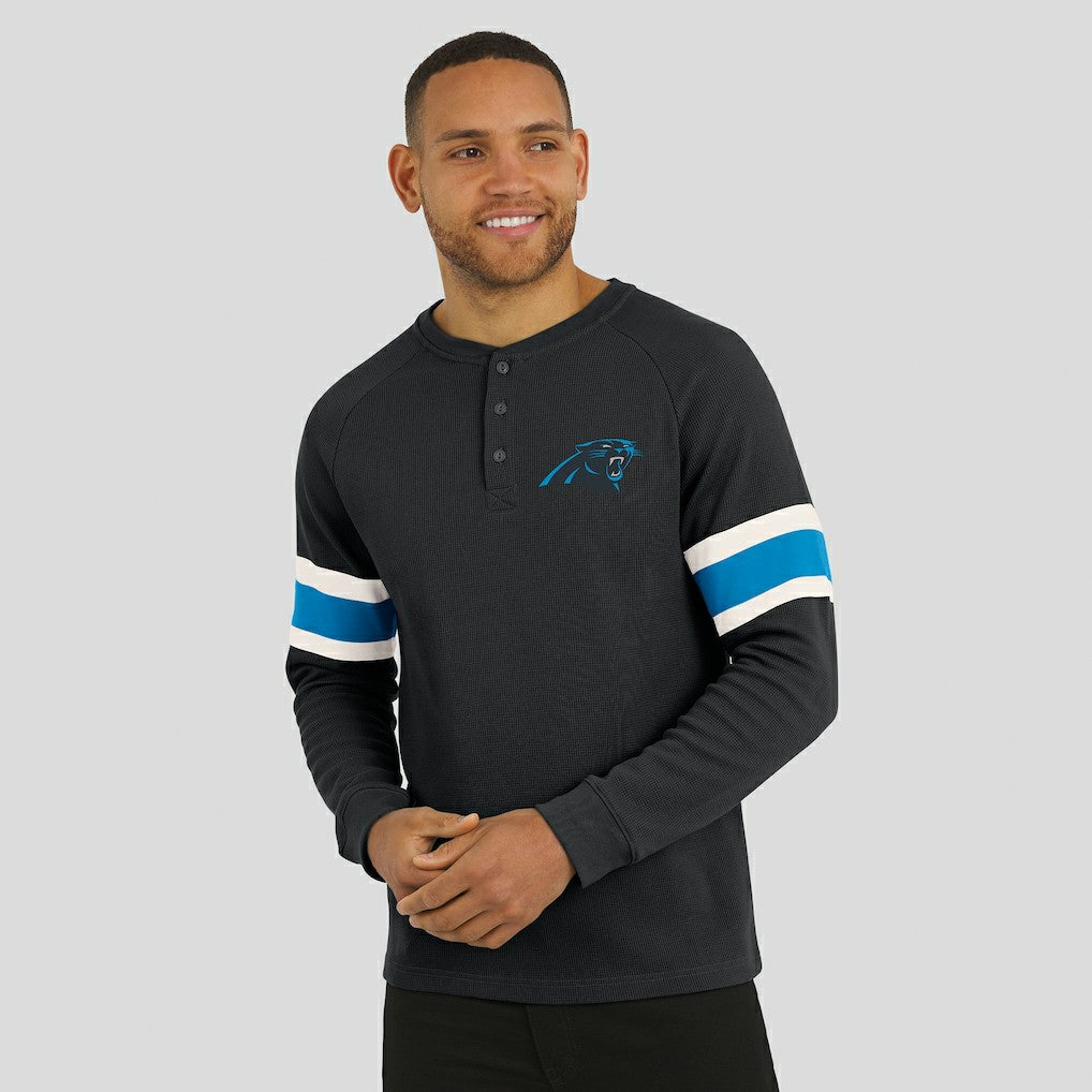 Carolina Panthers Darius Rucker Collection Waffle-Knit Raglan Long Sleeve Henley T-Shirt - Black - Fanatics