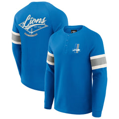 Detroit Lions Darius Rucker Collection Waffle-Knit Raglan Long Sleeve Henley T-Shirt - Blue - Fanatics