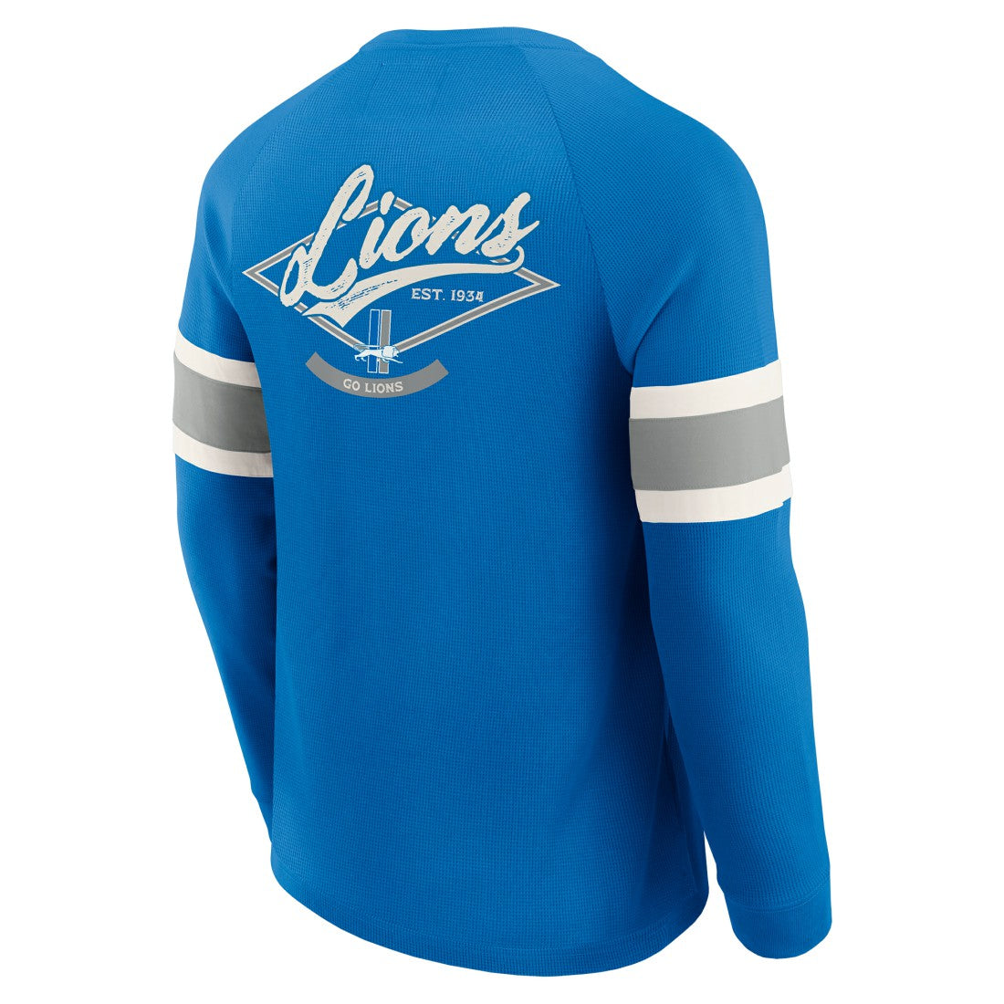Detroit Lions Darius Rucker Collection Waffle-Knit Raglan Long Sleeve Henley T-Shirt - Blue - Fanatics