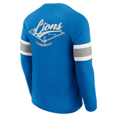 Detroit Lions Darius Rucker Collection Waffle-Knit Raglan Long Sleeve Henley T-Shirt - Blue - Fanatics