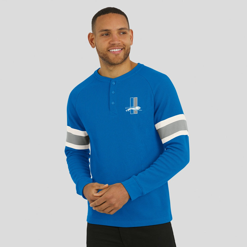 Detroit Lions Darius Rucker Collection Waffle-Knit Raglan Long Sleeve Henley T-Shirt - Blue - Fanatics