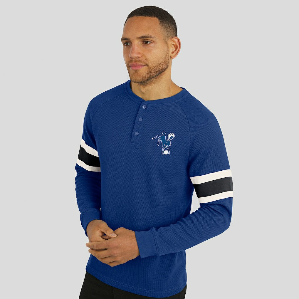 Indianapolis Colts Darius Rucker Collection Waffle-Knit Raglan Long Sleeve Henley T-Shirt - Royal - Fanatics