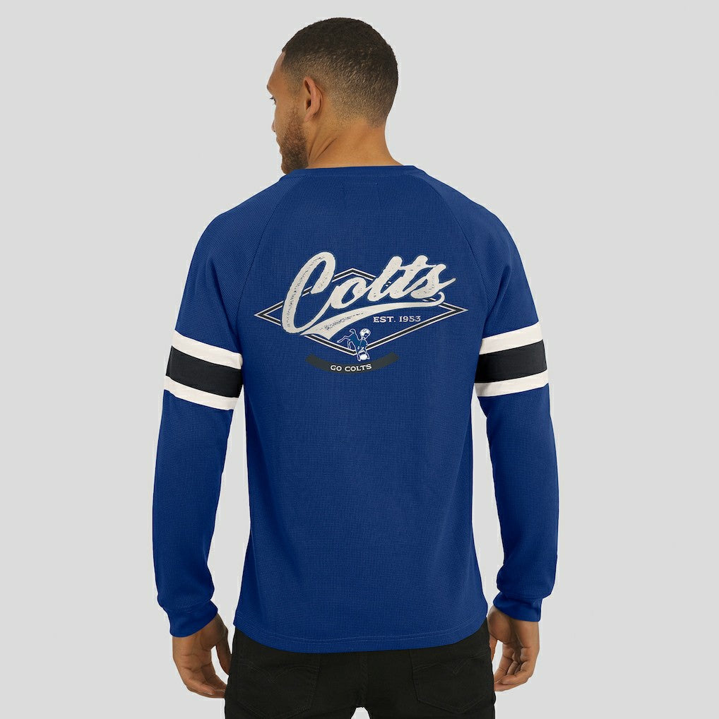 Indianapolis Colts Darius Rucker Collection Waffle-Knit Raglan Long Sleeve Henley T-Shirt - Royal - Fanatics