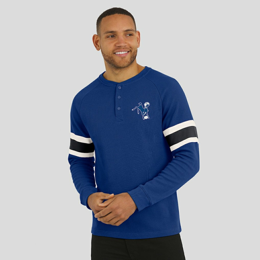 Indianapolis Colts Darius Rucker Collection Waffle-Knit Raglan Long Sleeve Henley T-Shirt - Royal - Fanatics