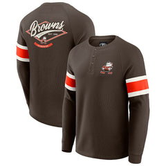 Cleveland Browns Darius Rucker Collection Waffle-Knit Raglan Long Sleeve Henley T-Shirt - Brown - Fanatics