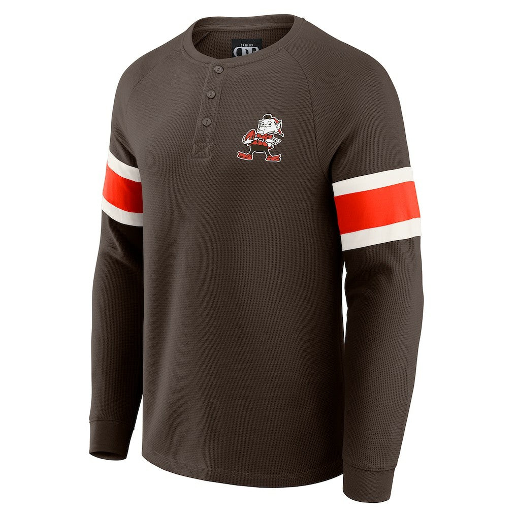 Cleveland Browns Darius Rucker Collection Waffle-Knit Raglan Long Sleeve Henley T-Shirt - Brown - Fanatics