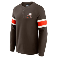 Cleveland Browns Darius Rucker Collection Waffle-Knit Raglan Long Sleeve Henley T-Shirt - Brown - Fanatics