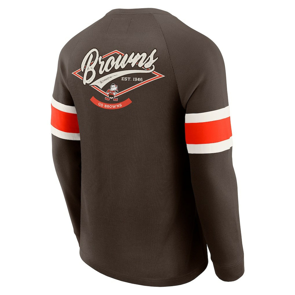 Cleveland Browns Darius Rucker Collection Waffle-Knit Raglan Long Sleeve Henley T-Shirt - Brown - Fanatics