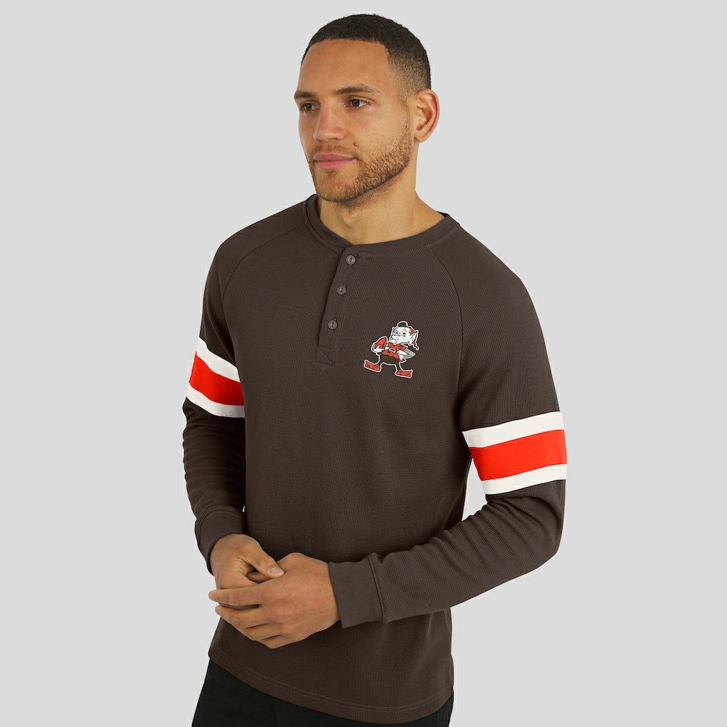 Cleveland Browns Darius Rucker Collection Waffle-Knit Raglan Long Sleeve Henley T-Shirt - Brown - Fanatics