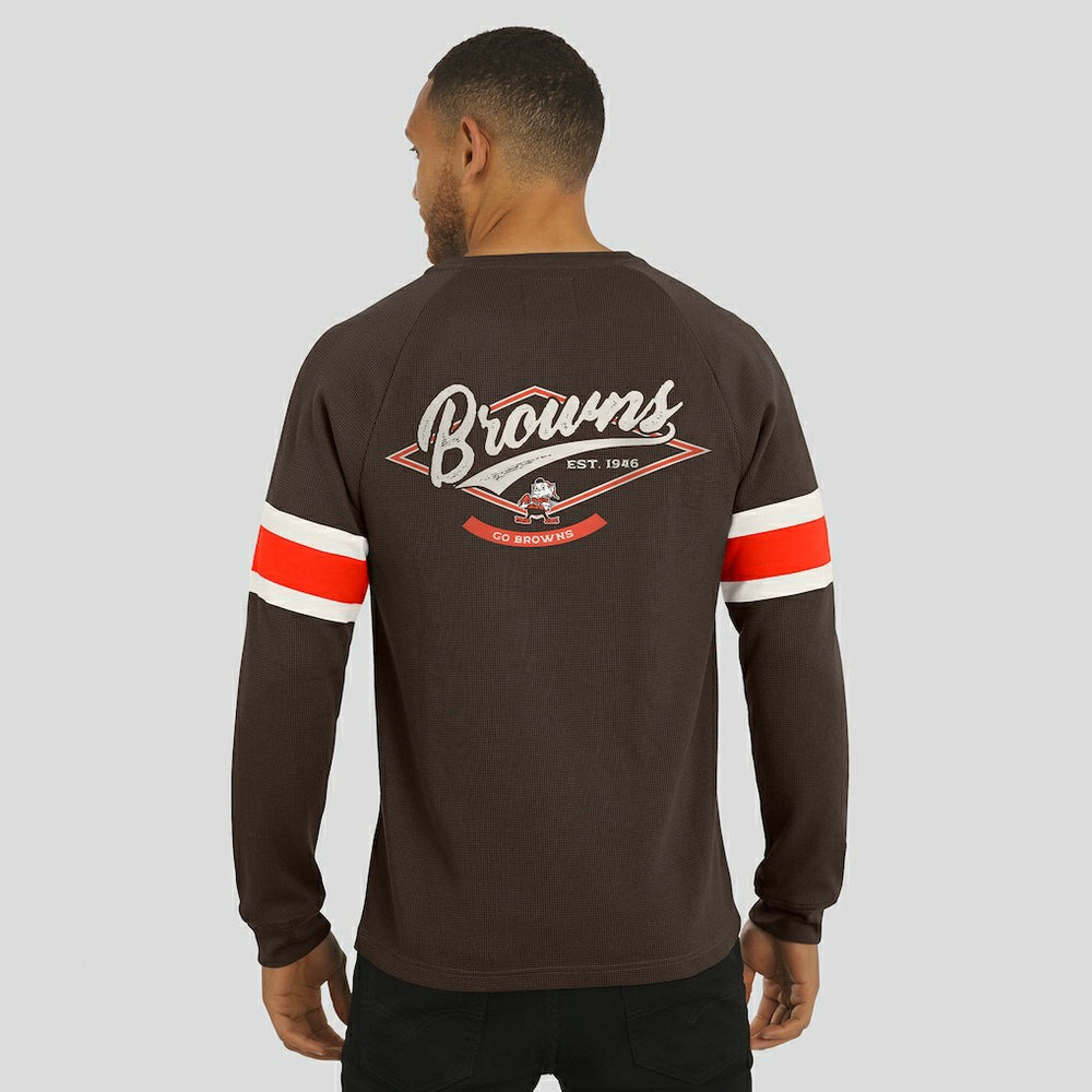Cleveland Browns Darius Rucker Collection Waffle-Knit Raglan Long Sleeve Henley T-Shirt - Brown - Fanatics