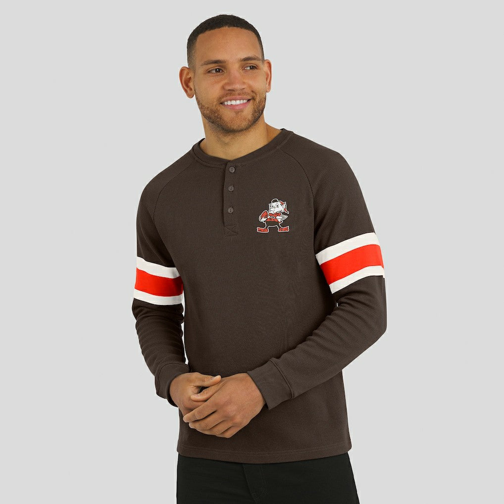 Cleveland Browns Darius Rucker Collection Waffle-Knit Raglan Long Sleeve Henley T-Shirt - Brown - Fanatics