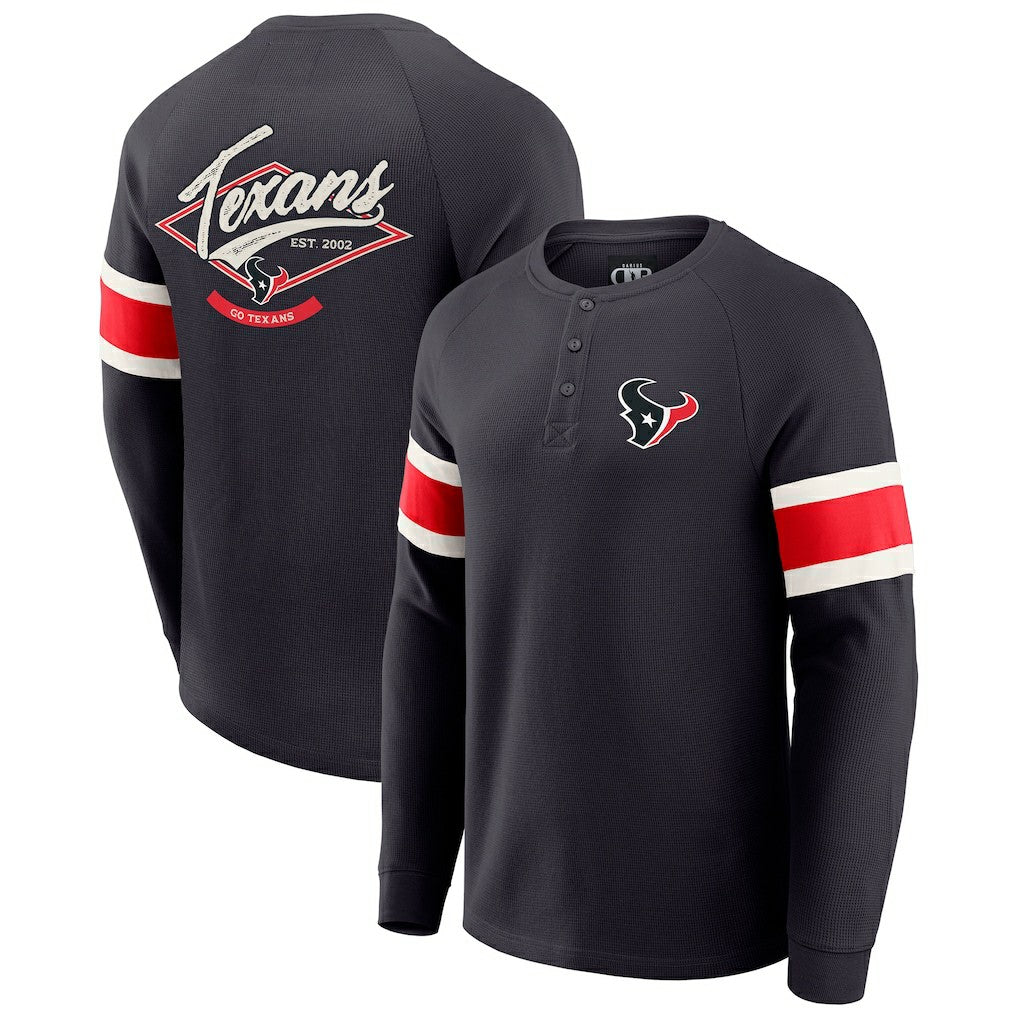 Houston Texans Darius Rucker Collection Waffle-Knit Raglan Long Sleeve Henley T-Shirt - Navy - Fanatics