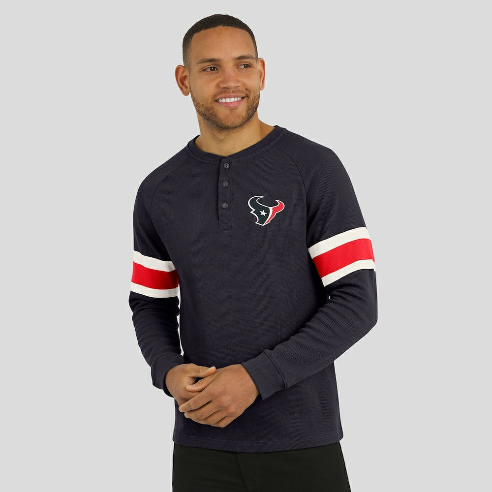 Houston Texans Darius Rucker Collection Waffle-Knit Raglan Long Sleeve Henley T-Shirt - Navy - Fanatics