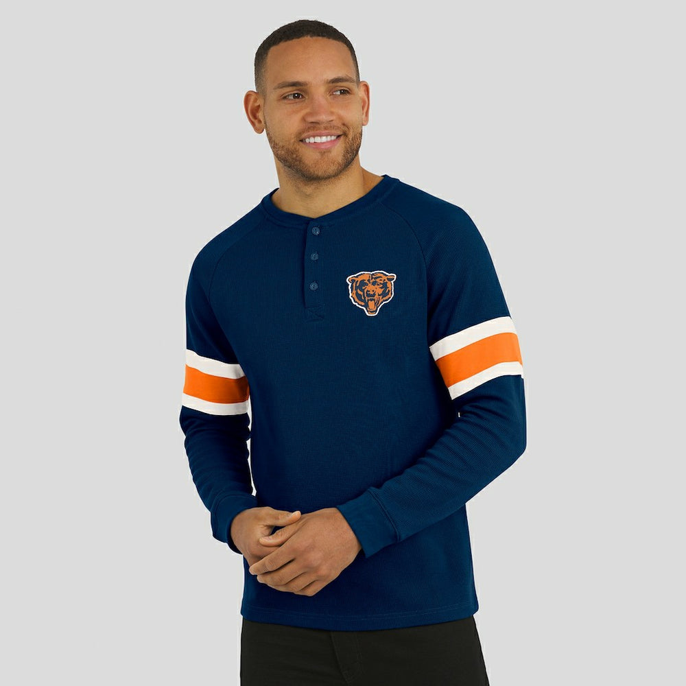 Chicago Bears Darius Rucker Collection Waffle-Knit Raglan Long Sleeve Henley T-Shirt - Navy - Fanatics